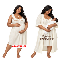 Load image into Gallery viewer, Breastfeeding Nighty With Coat / Front Open / Yimiasha (Love Love)
