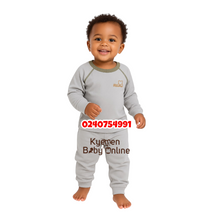 Load image into Gallery viewer, Baby Pant With Long Sleeves Top (Pyjamas) Dark Grey With Green
