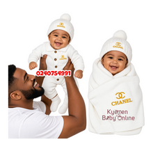 Load image into Gallery viewer, Wholesale - Baby Crochet Shawl With Romper,Hat And Socks ( Off White) Unisex - Kyemen Baby Online
