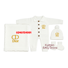 Load image into Gallery viewer, Wholesale - Baby Crochet Shawl With Romper,Hat And Socks ( Off White) Unisex - Kyemen Baby Online
