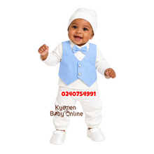 Load image into Gallery viewer, Baby Boy Christening Top And Down (Petite Ponpon) 0-5Months (B)
