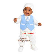 Load image into Gallery viewer, Baby Boy Christening Top And Down (Petite Ponpon) 0-5Months (E)
