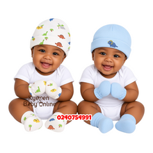 Load image into Gallery viewer, Baby Boy 2Pcs Hat With 2Pairs Of Mittens (0-6Months) Rhino
