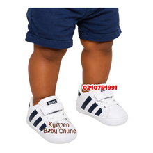 Load image into Gallery viewer, Baby Down Shoe (Adidas) White With Black Strips (Boac)
