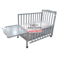 Load image into Gallery viewer, 2 In 1 Baby Wooden Cot With Drawer Grey (AY 659) Baby Bed / Baby Crib - Kyemen Baby Online
