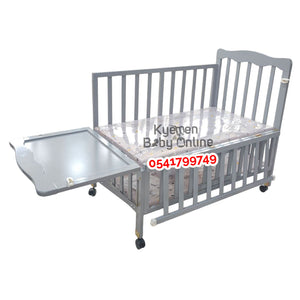 2 In 1 Baby Wooden Cot With Drawer Grey (AY 659) Baby Bed / Baby Crib