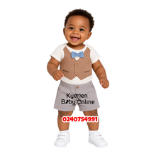 Load image into Gallery viewer, Baby Boy BodySuit With Shorts (Blue Bowtie)
