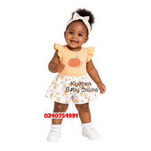 Load image into Gallery viewer, Baby Girl Bodysuit with Shorts And Headband (Little Peach)
