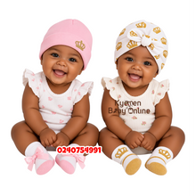 Load image into Gallery viewer, Baby Girl 2Pcs Turban with 2Pcs of Socks (Crowny) B
