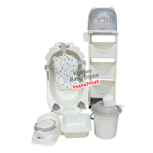 Baby Bath Set (With Bottle Rack And Item Rack With Cover) Type 2 - Kyemen Baby Online