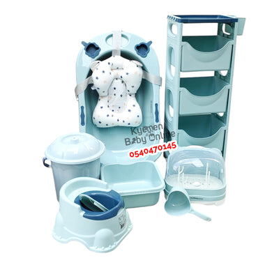 Baby Bath Set (With Bottle Rack And Item Rack With Cover) Type 2 - Kyemen Baby Online