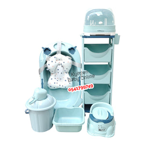 Baby Bath Set (With Bottle Rack And Item Rack With Cover) Type 2 - Kyemen Baby Online