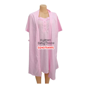 Breastfeeding Night Gown / Nighty With Coat (Yimiasha Love) Pink - Kyemen Baby Online