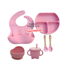 Load image into Gallery viewer, Silicone Baby Bib With Bowl, Cup And Cutlery (Dr. Annie) - Kyemen Baby Online

