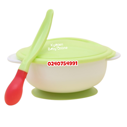 Baby Suction Bowl With Spoon And Lid TW08 (Dr Annie's) - Kyemen Baby Online