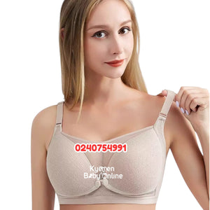 Breastfeeding Bra (Front Open Lace) Brown - Kyemen Baby Online