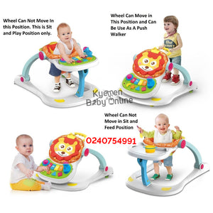 4-In-1 Multifunctional Baby Walker And Entertainer With Feeding Tray, Push Walker, Toys And Music  3689-YD