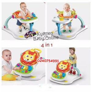 4-In-1 Multifunctional Baby Walker And Entertainer With Feeding Tray, Push Walker, Toys And Music  3689-YD