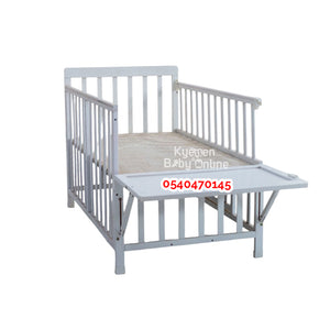 Baby Wooden / White Wooden Cot Baby Bed / Baby Crib [Showroom Display] Discounted - Kyemen Baby Online