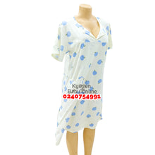 Load image into Gallery viewer, Wholesale - Breastfeeding Nighty Front Open (Blue With Cream) 3XL - Kyemen Baby Online
