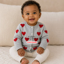 Load image into Gallery viewer, Baby Sweater/ Cardigan (Grey  With Red Heart)

