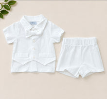 Load image into Gallery viewer, Baby Boy Christening Top And Down With Bowtie (Little) B
