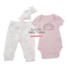 Load image into Gallery viewer, Baby Girl Top and Down with Headband (Chicpea) - Kyemen Baby Online
