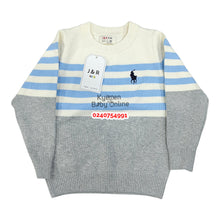 Load image into Gallery viewer, Baby Sweater / Cardigan ( Cream With Blue)
