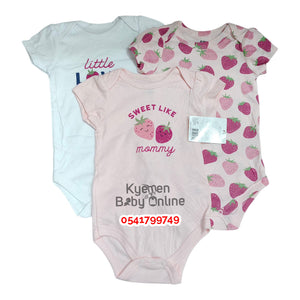 Baby Bodysuit (3Pcs) Sweet Mommy (3-6M) - Kyemen Baby Online