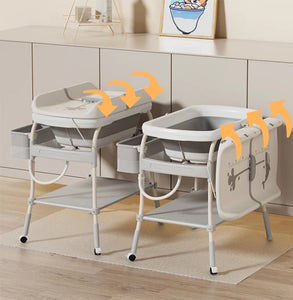Baby Standing Bath Tub And Changer With Foldable Bucket And Pail