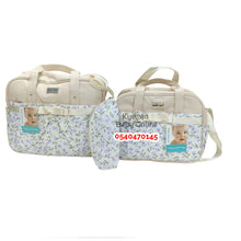 Load image into Gallery viewer, 3 In 1 Diaper Bag (Baby Sky Flowers) Cream - Kyemen Baby Online
