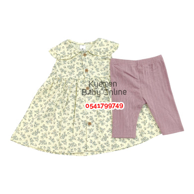 Baby Girl Dress With Leggings (Fairy Realm). Greens - Kyemen Baby Online