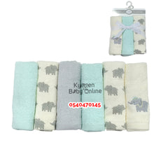 Load image into Gallery viewer, Baby Face Towels / Mouth Towel / Washcloth (6pcs) Luvable Friends  (Elephant) - Kyemen Baby Online
