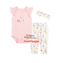 Load image into Gallery viewer, Baby Girl Bodysuit with Pant and  Headband (Butterfly)
