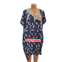 Load image into Gallery viewer, Breastfeeding Nighty/ Front open / Dark Grey / Leaves
