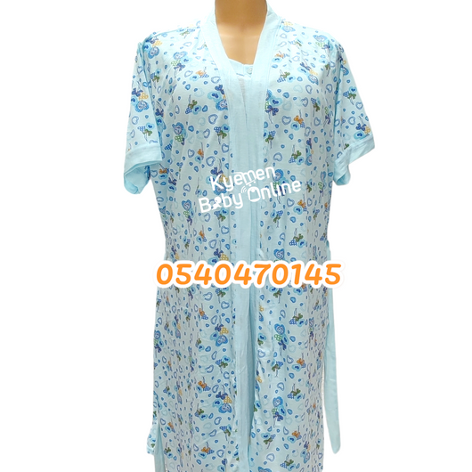 Breastfeeding Night Gown / Nighty With Coat (Lovely Bowtie) - Kyemen Baby Online