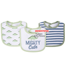 Load image into Gallery viewer, Baby Boy Bib 3Pcs Hudson Baby (Mighty Cute) - Kyemen Baby Online
