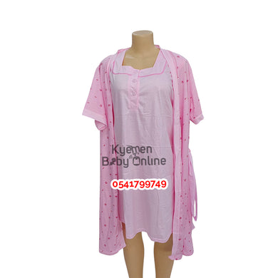 Breastfeeding Night Gown / Nighty (Yimiasha) With Plain Inner And Floral Coat - Kyemen Baby Online