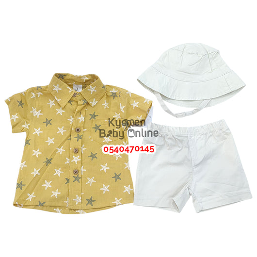 Baby Boy Top And Down with Hat (Fairy Realm)Stars - Kyemen Baby Online