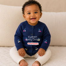 Load image into Gallery viewer, Baby Sweater/ Cardigan (Blue-black Cherry)
