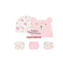 Load image into Gallery viewer, Baby Girl 2Pcs Hat With 3Pairs of Mittens (Mama Bear)
