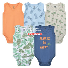 Load image into Gallery viewer, Baby Boy Bodysuit Sleeveless Bodysuit Hudson Baby(5Pcs) Vacay - Kyemen Baby Online
