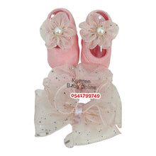 Load image into Gallery viewer, Baby Girl Headband With Socks (Too Cute) 0-12 Months - Kyemen Baby Online
