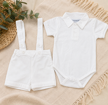 Load image into Gallery viewer, Baby Boy Christening Top And Down With Bowtie (Little) A
