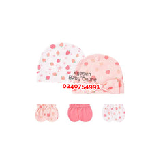 Load image into Gallery viewer, Baby Girl 2Pcs Hat With 3Pairs of Mittens (Mama Fruity)
