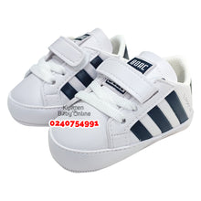 Load image into Gallery viewer, Baby Down Shoe (Adidas) White With Black Strips (Boac) - Kyemen Baby Online
