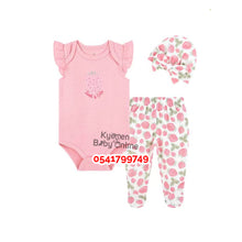 Load image into Gallery viewer, Baby Girl Bodysuit with Pant and  Hats (Sweet and Cute)
