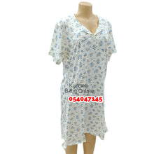 Load image into Gallery viewer, Wholesale - Breastfeeding Nighty Front Open (Cream With Blue Flowers) 3XL - Kyemen Baby Online

