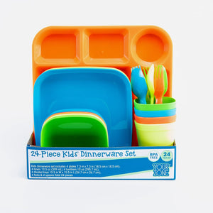 Your Zone 24 Piece Plastic Dinnerware Set For Kids. - Kyemen Baby Online