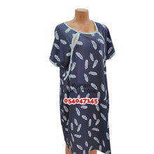 Load image into Gallery viewer, Breastfeeding Nighty/ Front open / Dark Grey / Leaves
